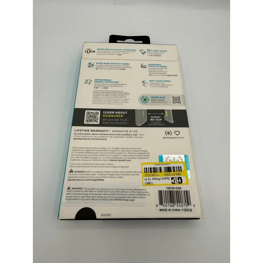 Speck Presidio2 Pro iPhone 16 Pro‎ Blue New MagSafe ClickLock Case